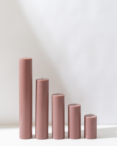 Dusty rose pillar candles