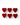 Six bright red heart-shaped candles on a white background