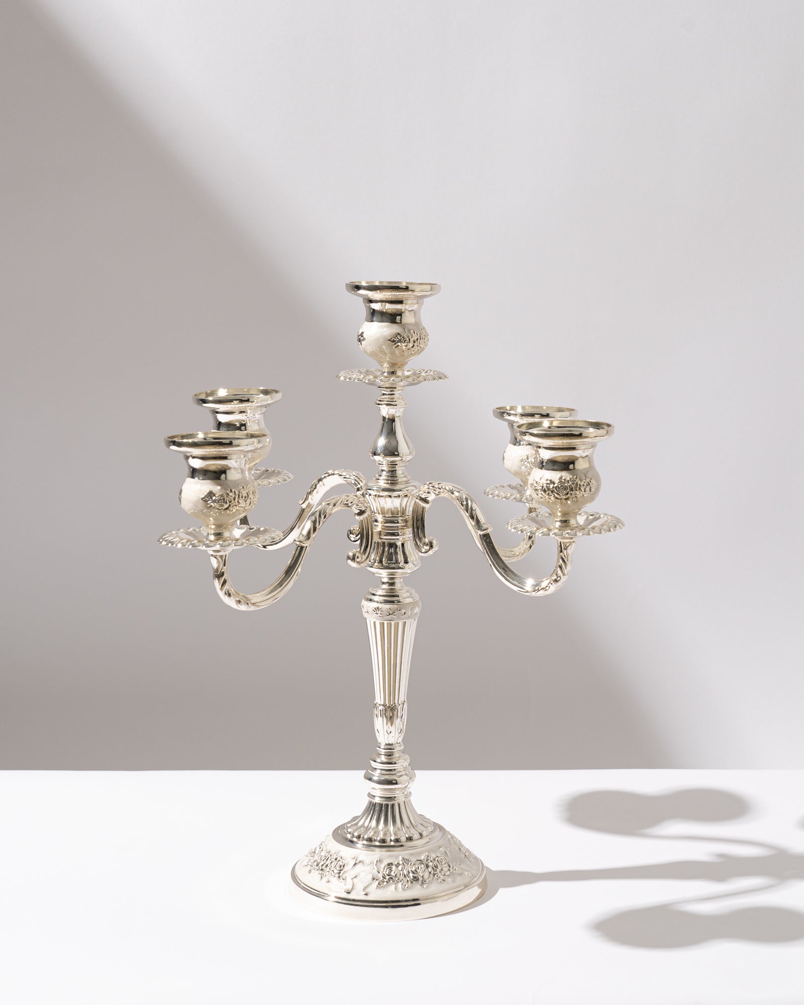 5-arm Antique Silver Candelabra