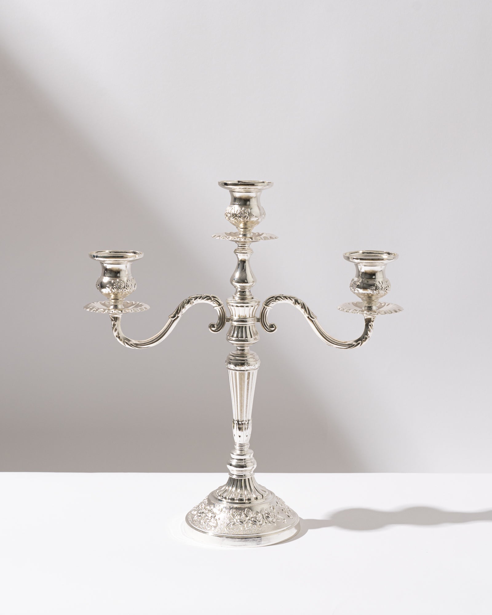 3-arm Antique Silver Candelabra