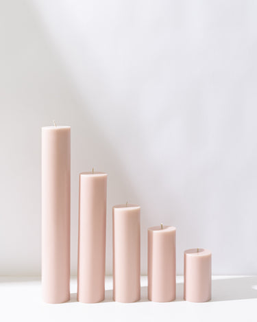 ballet pink pillar candles