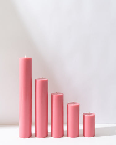 watermelon pink pillar candles