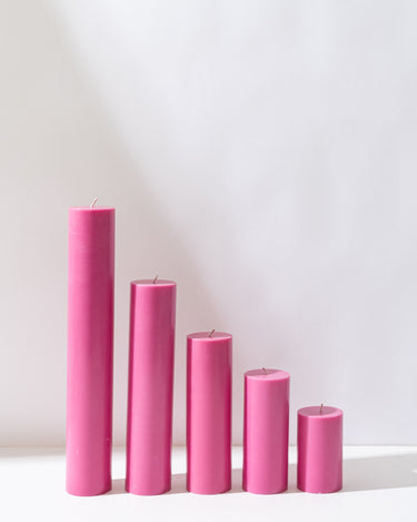 hot pink pillar candles